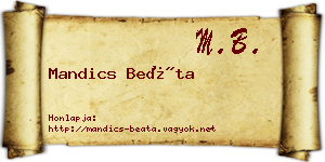 Mandics Beáta névjegykártya