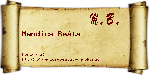 Mandics Beáta névjegykártya