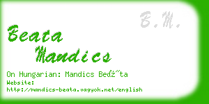 beata mandics business card